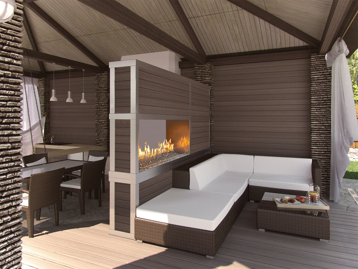 4024 Linear See-Thru Outdoor Gas Fireplace